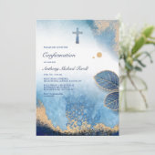 Leafy Blue Lijst Religieuze Kaart (Staand voorkant)