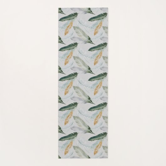 Leafy Boho Botanical Earthy Pattern Monogram Yogamat (Achterkant)