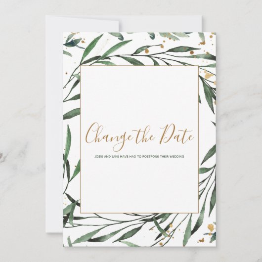 Leafy border change the date card save the date (Voorkant)