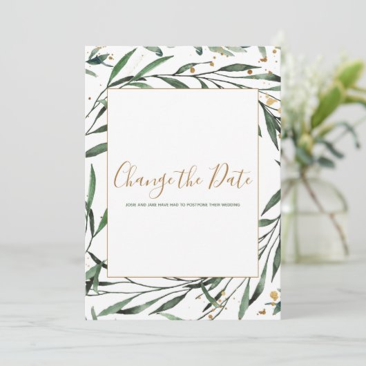 Leafy border change the date card save the date (Staand voorkant)