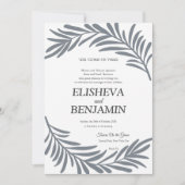 Leafy border Jewish Hebrew Wedding Invitation Kaart (Voorkant)