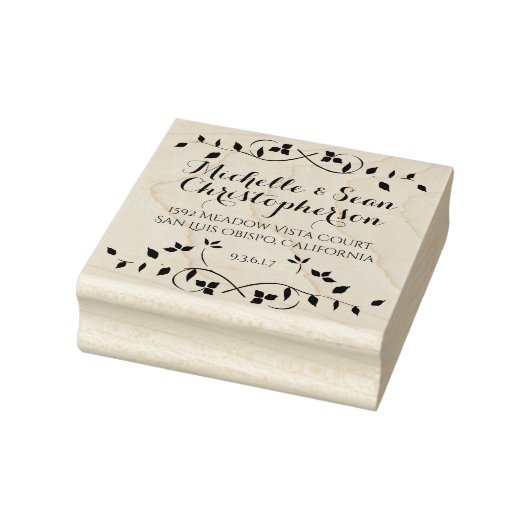 Leafy Border Return Address Art Stamp Rubberstempel (Stempel)