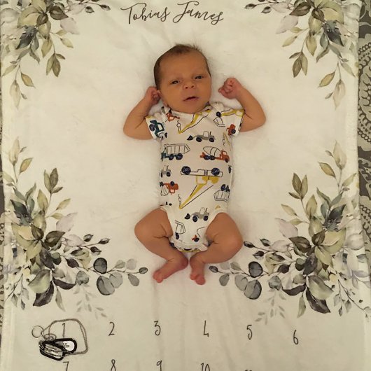 Leafy Botanical Corners Monthly Baby Milestone Fleece Deken