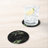 Leafy Botanical Eucalyptus Modern Black Branch Ronde Kartonnen Onderzetter (Insitu)