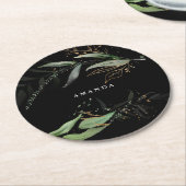 Leafy Botanical Eucalyptus Modern Black Branch Ronde Kartonnen Onderzetter (Gebogen)