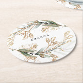 Leafy Botanical Eucalyptus Modern Greenery Branch Ronde Kartonnen Onderzetter (Gebogen)