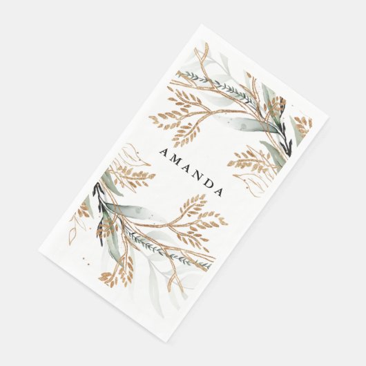 Leafy Botanical Eucalyptus Modern Greenery Branch Servet (Hoek)