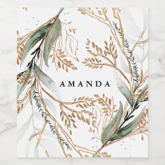 Leafy Botanical Eucalyptus Modern Greenery Branch Wijn Etiket (Enkel label)