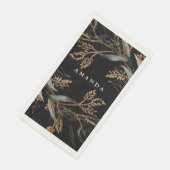 Leafy Botanical Eucalyptus Modern Onyx Branch Servet (Hoek)