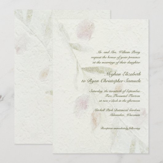 Leafy Botanical Natural Garden Wedding Kaart (Voorkant / Achterkant)