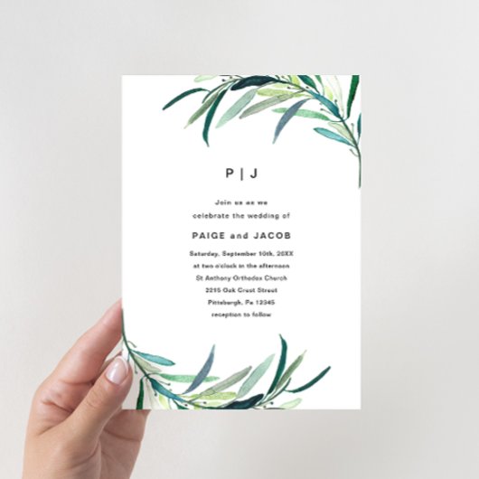 Leafy Botanical Wedding Kaart