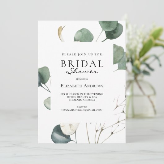 Leafy Bridal Shower Einladung Kaart (Staand voorkant)