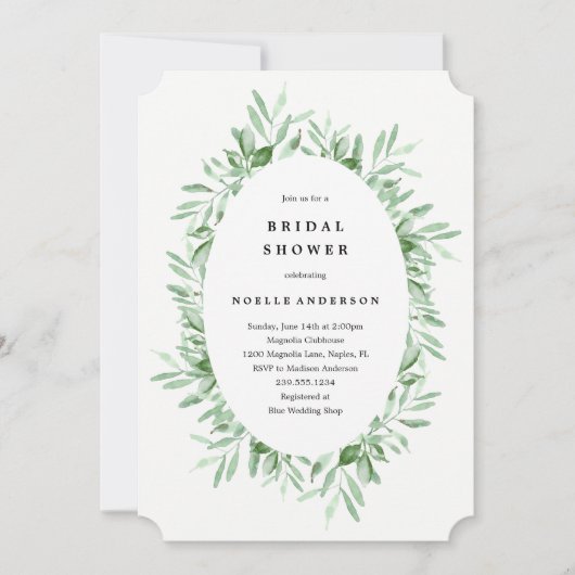 Leafy Bridal Shower Invitation Kaart (Voorkant)