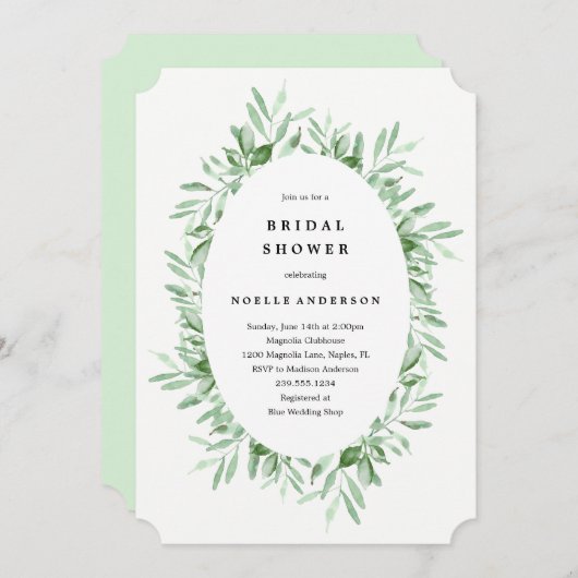 Leafy Bridal Shower Invitation Kaart (Voorkant / Achterkant)