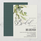 LEAFY BUNCH GREEN FOLIAGE WATERVERF VRIJGEZELLENFE KAART (Voorkant / Achterkant)