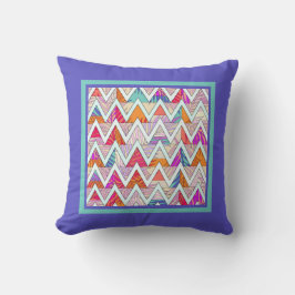 Leafy Chevron op Periwinkle/Mint Kussen