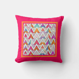 Leafy Chevron op roze/oranjeThrow Pillow Kussen