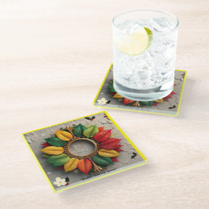 "Leafy Christmas Celebrations" Glazen Onderzetter