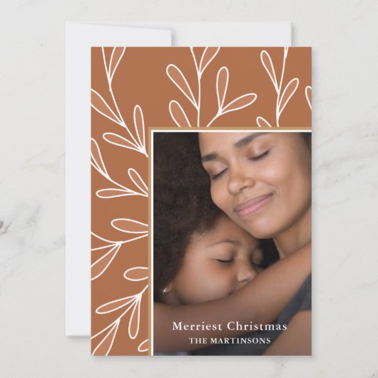 Leafy Coral Lijst met kerstmis Feestdagenkaart (Voorkant)