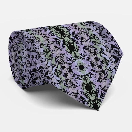 Leafy Creeping Vine Soft Pastel Drawing Pattern  Stropdas (Opgerold)