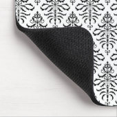 Leafy Damask herhaalt patroon - zwart op wit Muismat (Hoek)