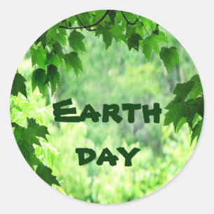 Leafy Earth Day Ronde Sticker