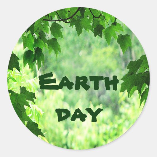 Leafy Earth Day Ronde Sticker (Voorkant)
