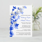 Leafy Elegance in Blue Silver Wedding Kaart (Staand voorkant)