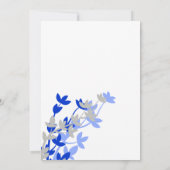 Leafy Elegance in Blue Silver Wedding Kaart (Achterkant)