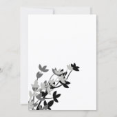 Leafy Elegance in Silver Black Wedding Invitation Kaart (Achterkant)
