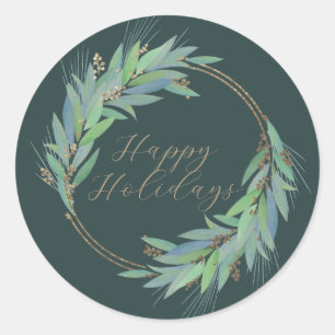 Leafy Faux-Gold-feestdagen en kerstmis Ronde Sticker