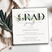 Leafy Fern Succulent Fauna Photo Afstuderen Invite Bedankkaart