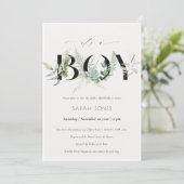 Leafy Fern Succulent... is een jongen Baby shower  Bedankkaart (Staand voorkant)