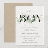Leafy Fern Succulent... is een jongen Baby shower  Bedankkaart (Voorkant / Achterkant)