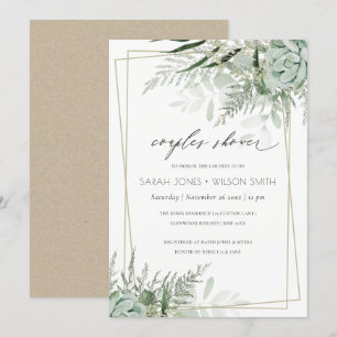 Leafy Fern Succulent Lijst Couples Shower Invite Bedankkaart