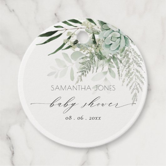 Leafy Fern Succulent Lijst Foliage Baby shower Bedankjes Labels (Voorkant)