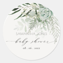 Leafy Fern Succulent Lijst Foliage Baby shower Ronde Sticker