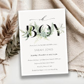 Leafy Fern Succulent Oh Boy Baby shower Invite Bedankkaart