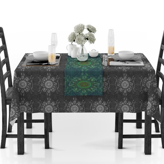 Leafy floral square stick puzzle parameterbepaling lange tafelloper