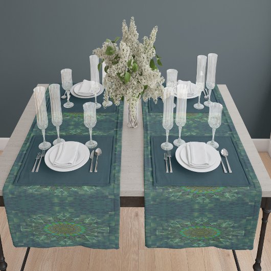 Leafy floral square stick puzzle parameterbepaling lange tafelloper