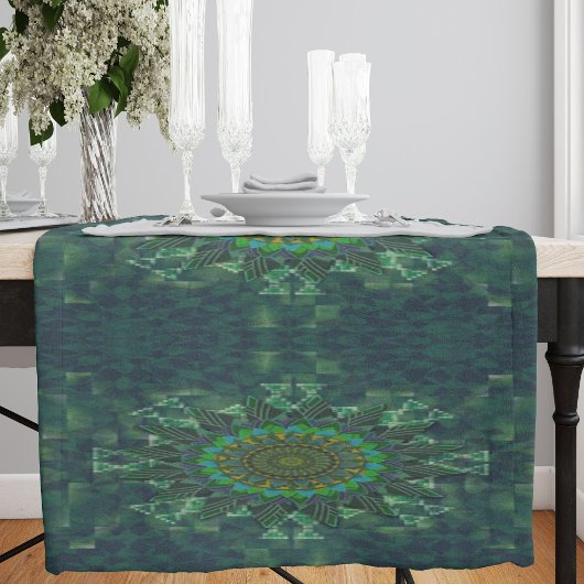 Leafy floral square stick puzzle parameterbepaling lange tafelloper