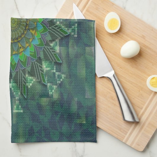 Leafy floral square stick puzzle parameterbepaling theedoek (Quarter Fold)