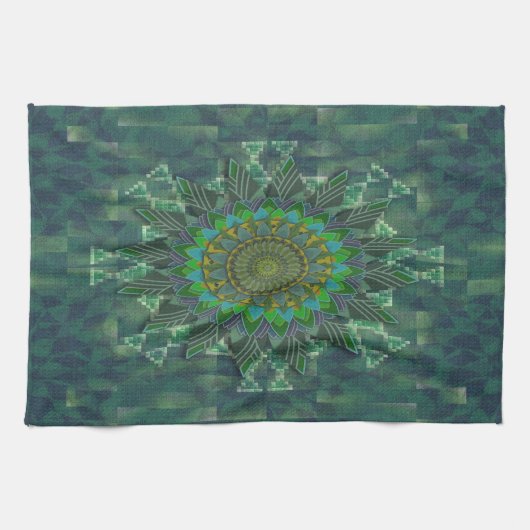 Leafy floral square stick puzzle parameterbepaling theedoek (Horizontaal)