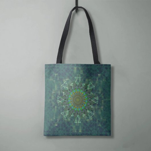 Leafy floral square stick puzzle parameterbepaling tote bag