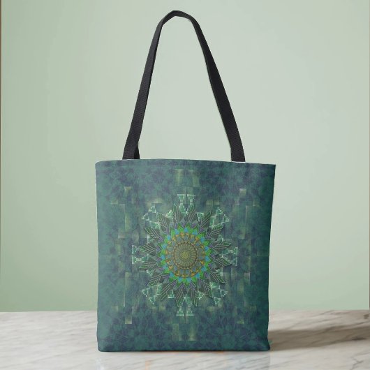 Leafy floral square stick puzzle parameterbepaling tote bag