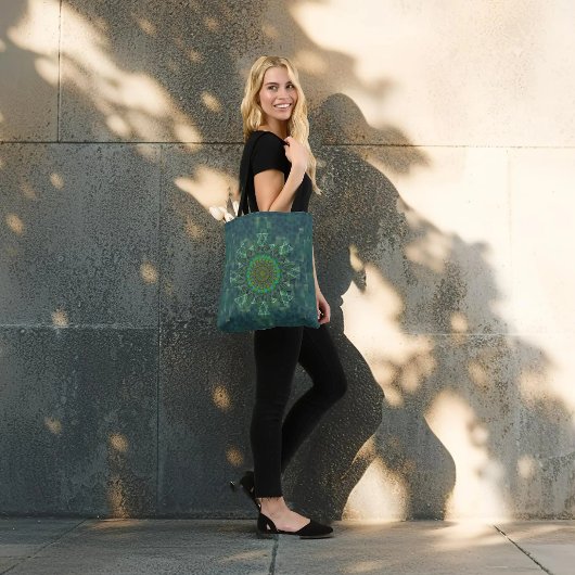 Leafy floral square stick puzzle parameterbepaling tote bag
