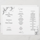 Leafy Flourish White Tri-Fold Wedding Programme (Voorkant / Achterkant)