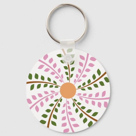 Leafy Flower Art Sleutelhanger (Voorkant)
