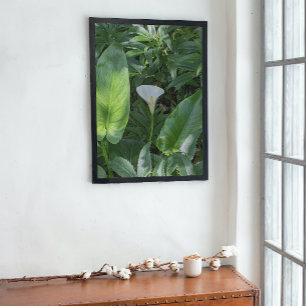 Leafy Foliage and White Calla Lily Glossy Perfect Poster