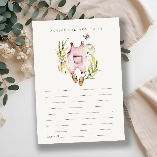 Leafy Foliage Clothes Advice for Mum Baby shower Informatiekaartje